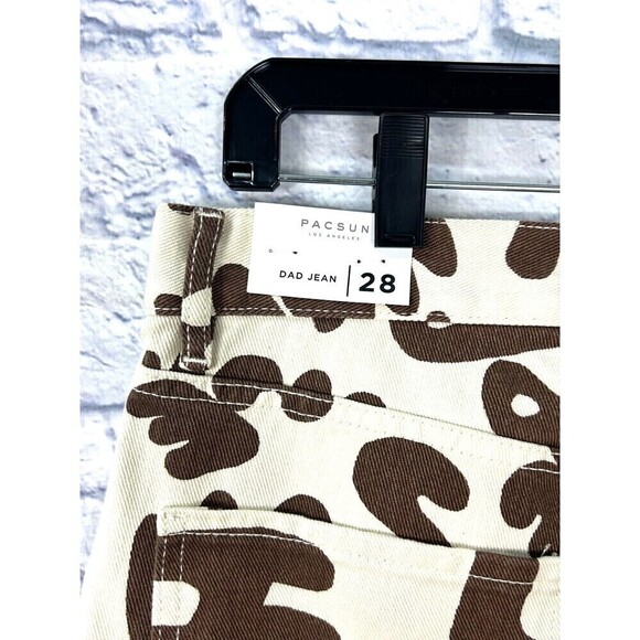 New Pacsun Womens Size 28 Dad Jean White Chocolate Peace Love Straight Leg E4 - Picture 6 of 11